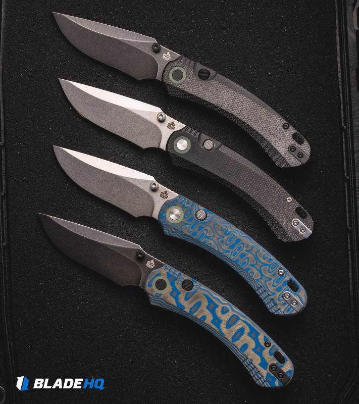QSP Coyote Button Liner Lock Knife Blue Multicolor Micarta (3.2" Black SW)